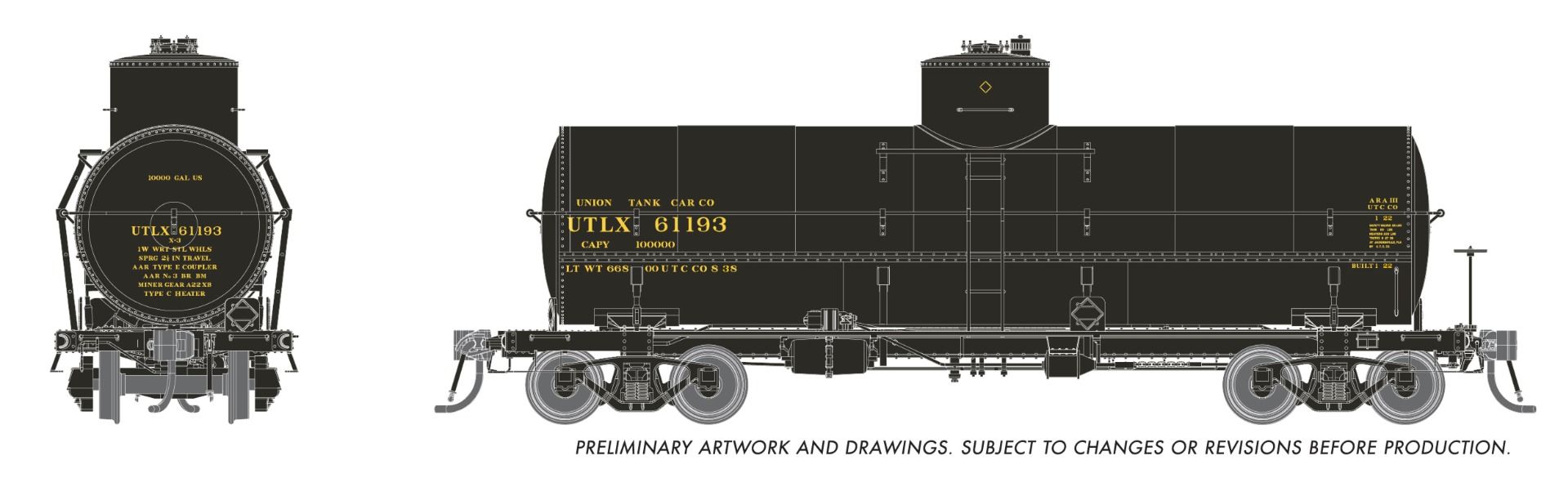 Rapido Trains HO Union X-3 10K Gal Tankcar - UTLX 1930 Scheme - UTLX ...