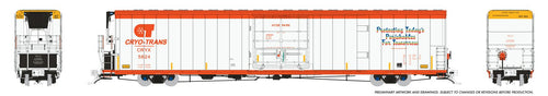Rapido Trains HO scale Greenbrier 72' IL 7780cuft Reefer - Cryo-Trans - CRYX (Yellow End) - Silent
