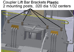 Cal Scale HO – Supports de barre de levage d'attelage, plastique (Coupler Lift Bar Brackets) – lot de 8 (190-729)