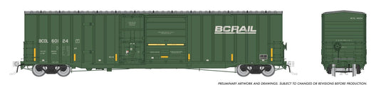 Rapido Trains HO Trenton Works 6637cuft boxcar: BC Rail - faded w/conspicuity stripes