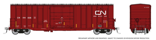 Rapido Trains HO – Wagon couvert Trenton Works 5277 pi³ – CN – repeinte web avec bandes de sécurité