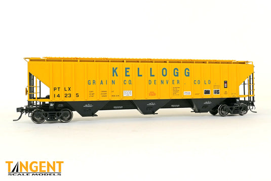 Tangent Scale Models HO Pullman Transport Leasing Company (PTLX) “Kellogg Grain 1974” PS4750 Covered Hopper