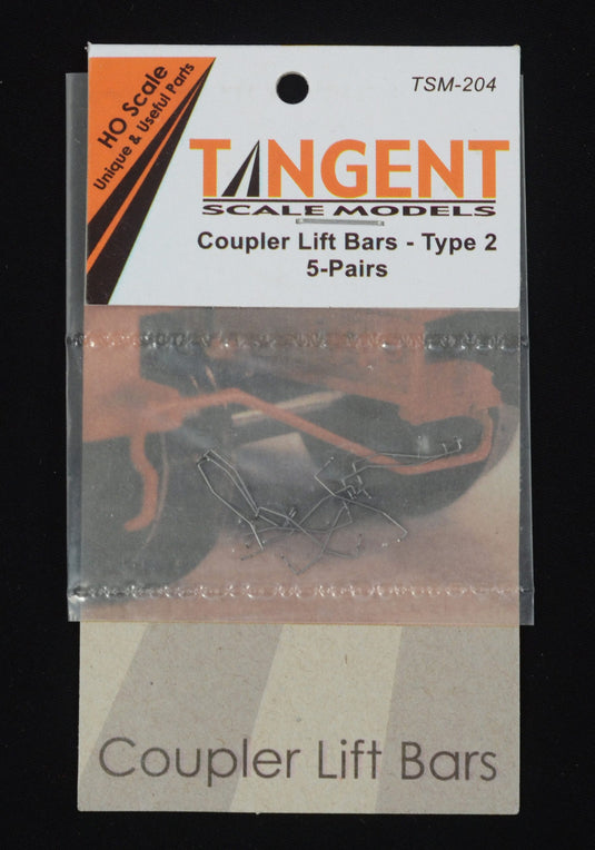 Tangent Scale Models HO Coupler Lift Bars – Shallower Drop Angle – 5 Pairs