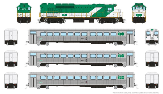 Rapido Trains HO GO Transit Set (DC/DCC/Sound): Early Green Set