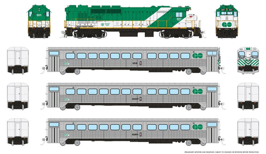 Rapido Trains HO GO Transit Set (DC/DCC/Sound): Late Green Set