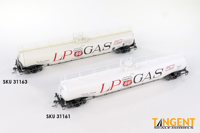 Chargez l'image dans la visionneuse de la galerie, Tangent Scale Models HO Wagon-citerne NACC 1963-Design 30,000 Gallon double paroi GPL/AA - NATX - Pacific 66 Calgary 1979+
