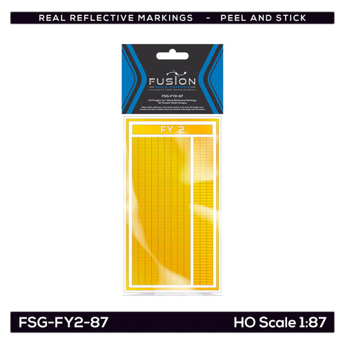 Fusion Scale Graphics HO Railroad Freight Car Yellow Reflective Markings - Set w/Double Width Stripes