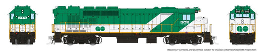 Rapido Trains HO Scale GMD GP40TC (DC/DCC/Sound): GO Transit Green & White, Early Font