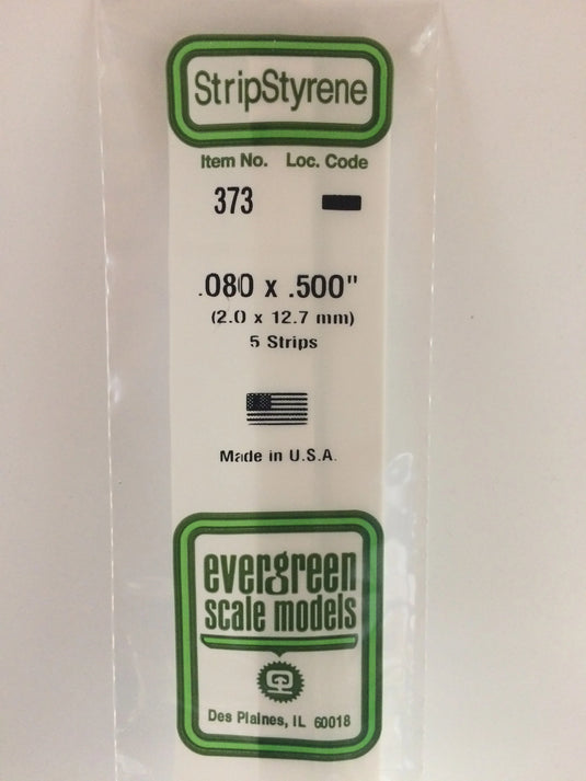 Evergreen Styrene Strip – .080″ × .500″ × 24″