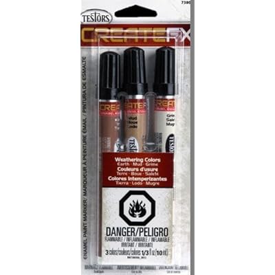 Testor Create FX Enamel Paint Marker Aged Concrete-Weathered Black-Roof Brown.
