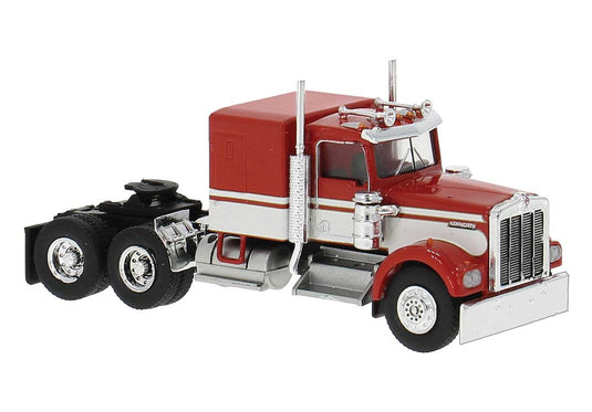 Brekina HO Kenworth W900 Semi Tractor w/Sleeper Cab – Rouge et Blanc