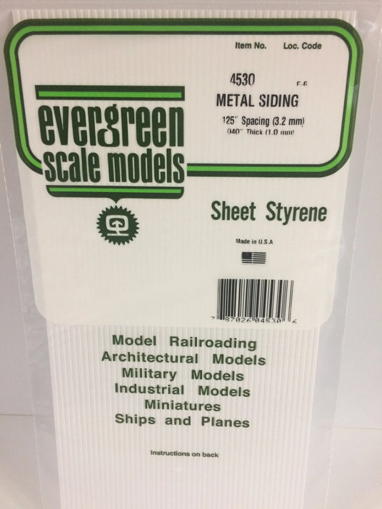 Evergreen Metal Siding Sheet - .125  .32cm Spacing