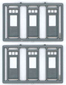 Tichy Train Group HO 1 Lite Residential Door w/3 Lite Transom - pkg(6) 36 x 96" (Fits .45 x 1.15" Opening)