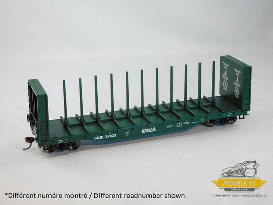 Bachmann HO Center-Beam Flat Car with Bulkheads - BC Rail