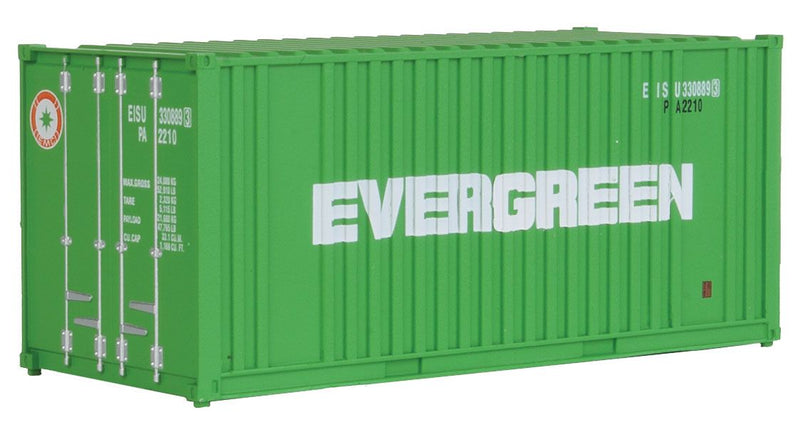 Load image into Gallery viewer, Walthers SceneMaster HO conteneur 20 pi à parois ondulées (panneau d'extrémité plat) – Evergreen (949-8002)
