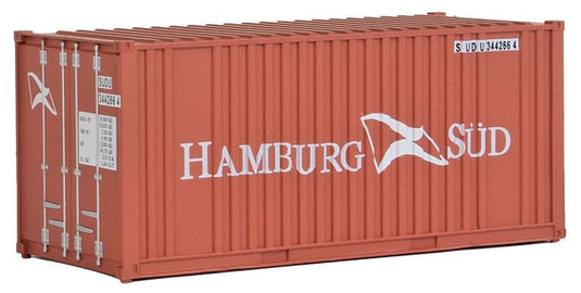 Walthers SceneMaster HO conteneur 20 pi à parois ondulées (panneau d'extrémité plat) – Hamburg Süd (949-8006)