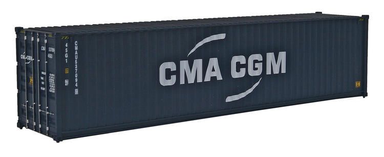 Load image into Gallery viewer, Walthers SceneMaster HO conteneur 40 pi grand volume à parois ondulées (panneaux latéraux) – CMA-CGM (nouveau logo) (949-8257)
