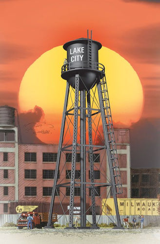 Walthers Cornerstone HO City Water Tower - Assembled - Black
