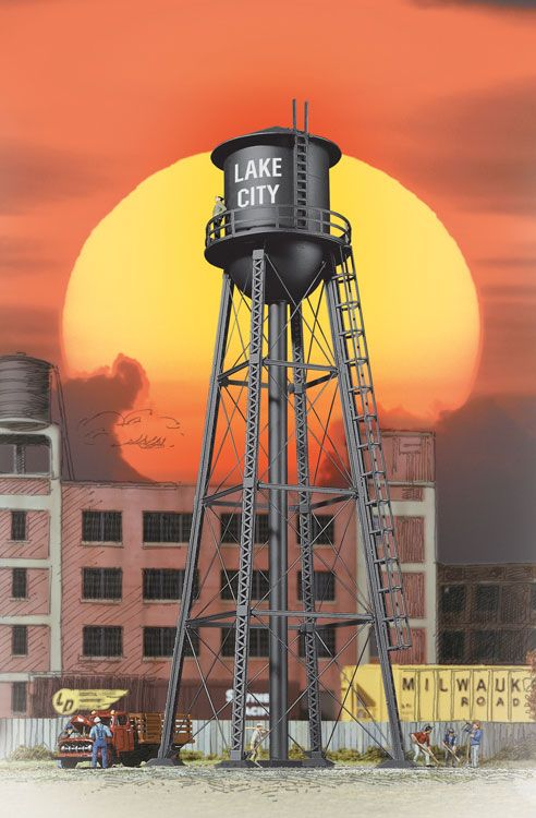 Walthers Cornerstone HO City Water Tower - Assembled - Black