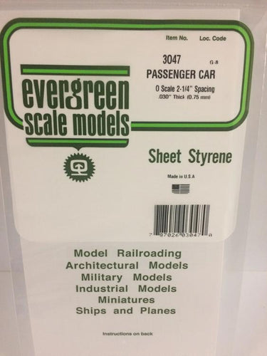 Evergreen Styrene O Scale Passenger Car Siding - .030