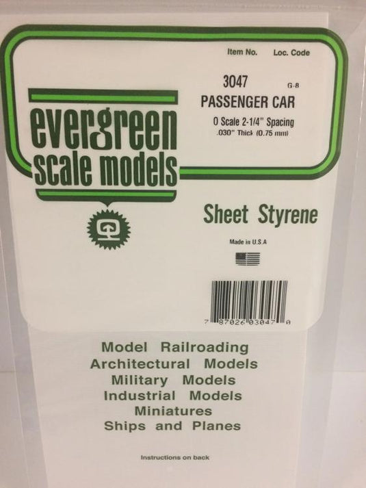 Evergreen Feuille de revêtement texturée – Voiture voyageurs, échelle O (.030 po) (269-3047)