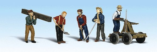 Woodland Scenics HO Rail Workers w/Handcar - pkg(5)