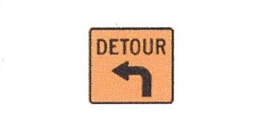Signalisation C&G HO – Panneau de détour – Détour, tourner, À gauche (anglais) (T-90-3-G-A)