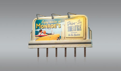 Woodland Scenics Just Plug HO Lighted Billboard - Monroe's Drive-In