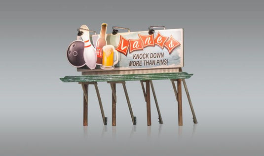 Woodland Scenics Just Plug HO Lighted Billboard - Lanes Bowling and Bar
