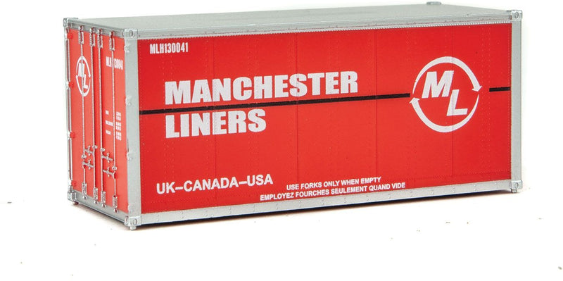 Load image into Gallery viewer, Walthers SceneMaster HO conteneur 20 pi à parois lisses – Manchester Liners (949-8656)
