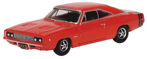 Oxford Diecast HO 1968 Dodge Charger - Red, Black