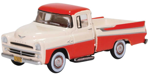 Oxford Diecast HO 1957 Dodge D100 Sweptside Pick Up Truck - Tropical Coral, Ivory
