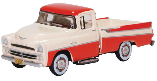 Oxford Diecast HO 1957 Dodge D100 Sweptside Pick Up Truck - Tropical Coral, Ivory