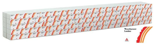 Walthers SceneMaster HO Wrapped Lumber Load for WalthersMainline 72' Centerbeam Flatcar - Weyerhauser Lumber (red, orange)