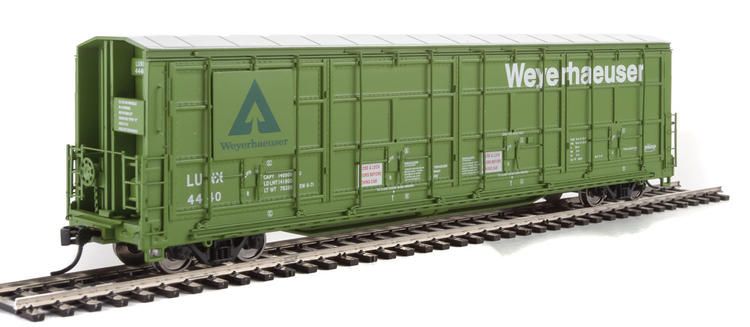 Load image into Gallery viewer, Walthers Proto HO Wagon couvert Thrall 56' Weyerhaeuser LUNX 4440
