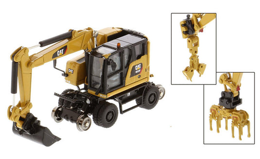 Diecast Masters 1/87 CAT M323F Railroad Wheeled Excavator (CAT Yellow)