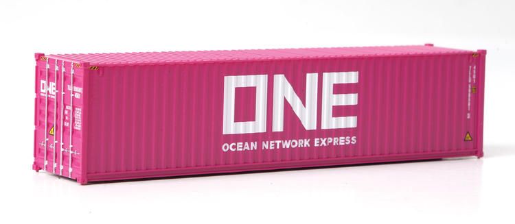 Load image into Gallery viewer, Walthers SceneMaster HO conteneur 40 pi grand volume à parois ondulées (panneaux latéraux) – Ocean Network Express – ONE (magenta, blanc) (949-8275)
