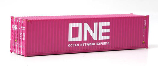 Walthers SceneMaster HO conteneur 40 pi grand volume à parois ondulées (panneaux latéraux) – Ocean Network Express – ONE (magenta, blanc) (949-8275)