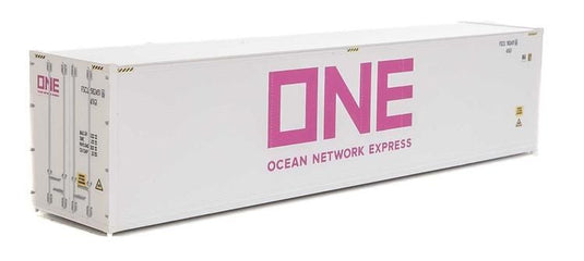 Walthers SceneMaster HO conteneur frigorifique 40 pi grand volume à parois lisses – Ocean Network Express – ONE (blanc, magenta) (949-8364)