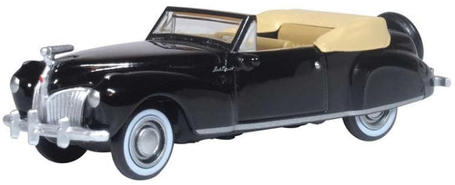 Oxford Diecast HO 1941 Lincoln Continental Convertible Top Down - Black, Tan
