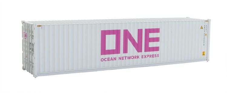 Load image into Gallery viewer, Walthers SceneMaster HO conteneur 40 pi grand volume à parois ondulées (panneaux latéraux) – Ocean Network Express – ONE (blanc, magenta) (949-8276)
