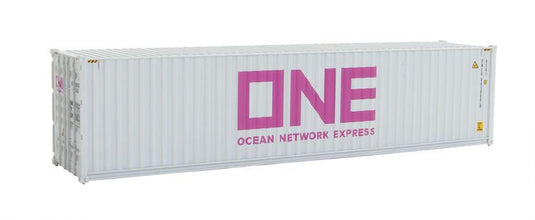 Walthers SceneMaster HO conteneur 40 pi grand volume à parois ondulées (panneaux latéraux) – Ocean Network Express – ONE (blanc, magenta) (949-8276)