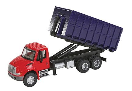 Walthers SceneMaster HO International 4300 Dual Axle Dumpster Truck - Red/Blue