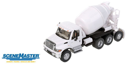 Walthers SceneMaster HO International 7600 3-Axle Cement Mixer - White