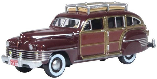 Oxford Diecast HO 1942 Chrysler Town and Country Station Wagon - Regal Maroon Woody