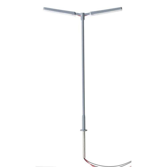 Atlas HO luminaire de stationnement à DEL – Deux bras, Blanc chaud, Argent (150-70000177)