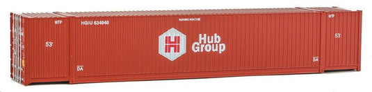 Walthers SceneMaster HO 53' Singamas Corrugated Side Container - Hub Group (red, white)