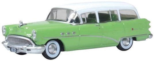 Oxford Diecast HO 1954 Buick Century Estate Station Wagon - Willow Green, White