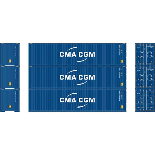 Athearn Ready To Roll HO 40' Corrugated Container, CMA CGM / ECMU  (3)