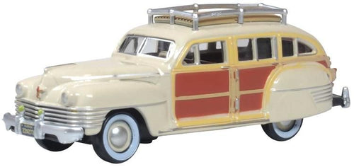 Oxford Diecast HO 1942 Chrysler Town and Country Station Wagon - Catalina Tan, Brown